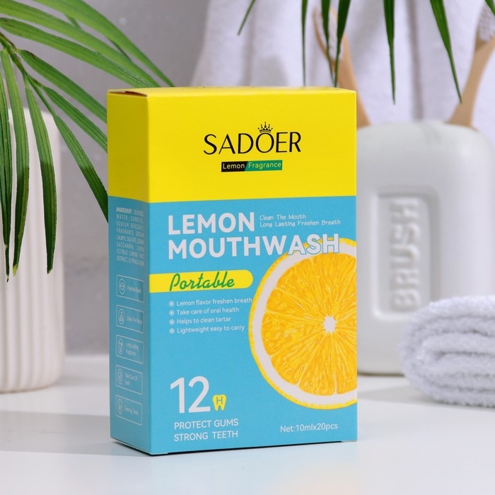 Набор ополаскивателей для рта в стиках со вкусом лимона, 20шт по 10 мл Набор ополаскивателей для рта в стиках со вкусом лимона, 20шт по 10 мл