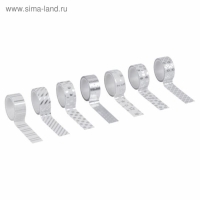 Клейкие WASHI-ленты для декора с фольгой СЕРЕБРИСТЫЕ,15 мм х 3 м (набор 7 шт) рисовая бумага