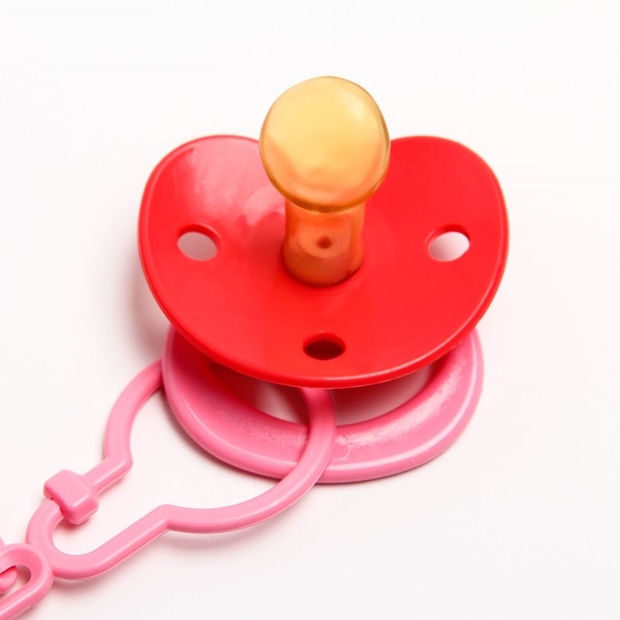 Соска - пустышка латексная ортодонтическая &laquo;Мур-мур&raquo;, от 0 мес., с держателем, цвет розовый
