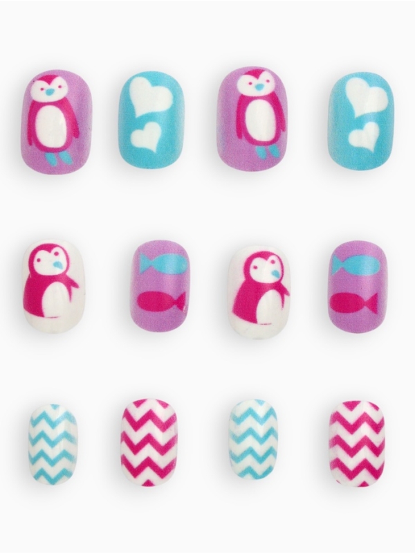 Детские накладные ногти "Пингвиненок", 12 шт