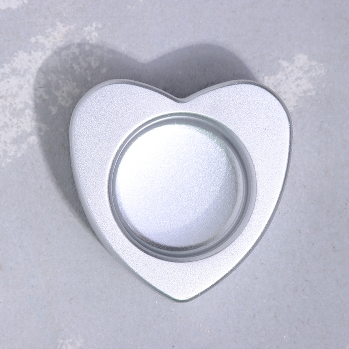 Подсвечник "Сердце малое. Мрамор" из гипса,7х3см,серебро