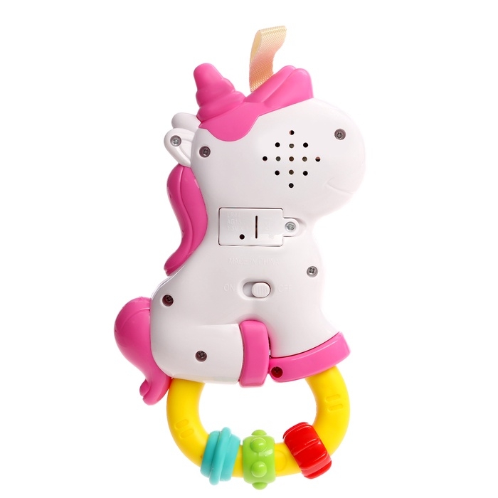 Музыкальная игрушка - подвеска &laquo;Любимый единорог&raquo;, прорезыватель - погремушка, звук, свет, цвет розовый