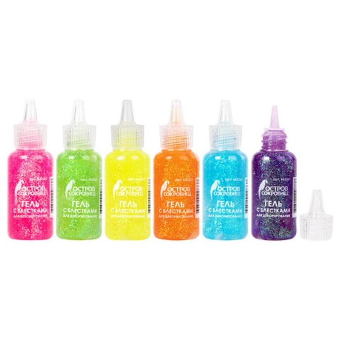 Гель с блёстками Гель с блёстками "Остров сокровищ", 20мл, неон, МИКС