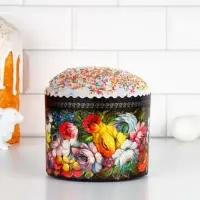 Форма бумажная для кулича &laquo;Жостово&raquo;, 13.4&times;10 см, разноцветная