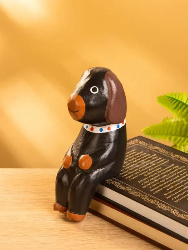 Сувенир &laquo;Щенок сидячий&raquo;, 5&times;7&times;15 см, дерево, чёрный