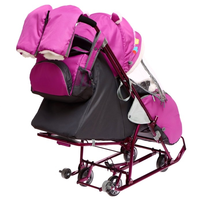Санки-коляска &laquo;Наши детки 5-1&raquo; со снеговиком, цвет орхидея
