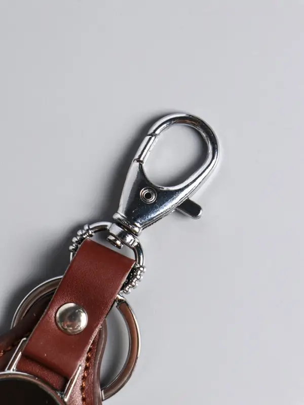 Брелок под нанесение кожзам, металл "Жетон" размер окна d=2,7 см, коричневый 11х4,5х0,7 см   1090438