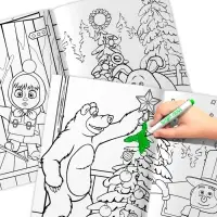 Раскраски многоразовые &laquo;Новогодний&raquo;, набор 3 шт.,5 маркеров, Маша и Медведь