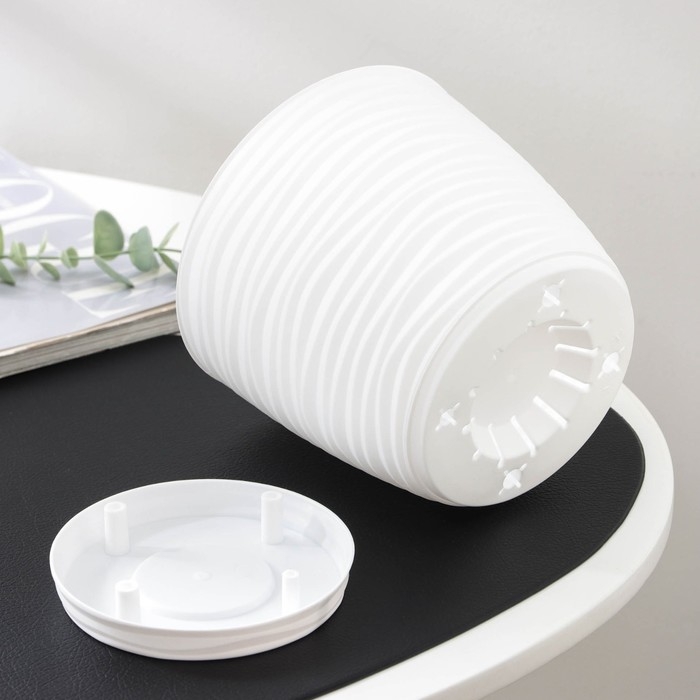 Горшок с поддоном &laquo;Дюна&raquo;, 1,7 л, цвет белый