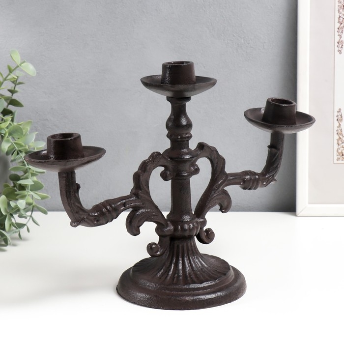 Подсвечник чугун на 3 свечи Подсвечник чугун на 3 свечи "Реверанс" 24х13х35 см