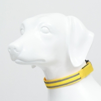 Ошейник с подсветкой Двойная полоса размер L, ОШ 45-52 х 2,5 см 3 режима свечения жёлтый