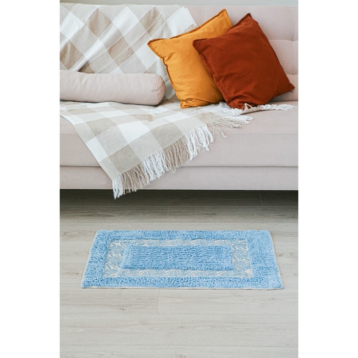 Коврик для дома Доляна &laquo;Вензель&raquo;, 50&times;80 см, цвет голубой