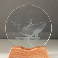 Сувенир стекло свет "Диск. Девочка и кит" 5хLED d=10 см, USB 10х4х11,4 см