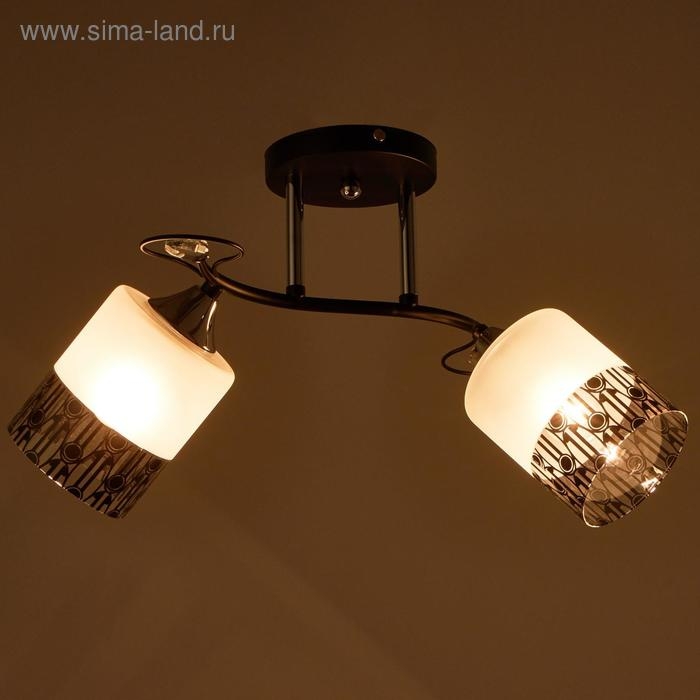 Люстра ГАЛЛОП 890521 2х60Вт Е27 черный/матовый белый с черным рисунком
