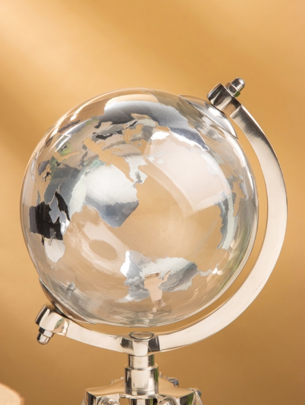 Глобус сувенирный &laquo;Силвер&raquo;, 19.5&times;21&times;34 см, стекло, сталь