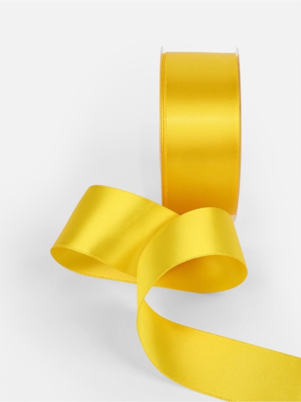 Лента атласная двухсторонняя № 0645 38мм*25±1м жёлтый TR Лента атласная двухсторонняя № 0645 38мм*25±1м жёлтый TR