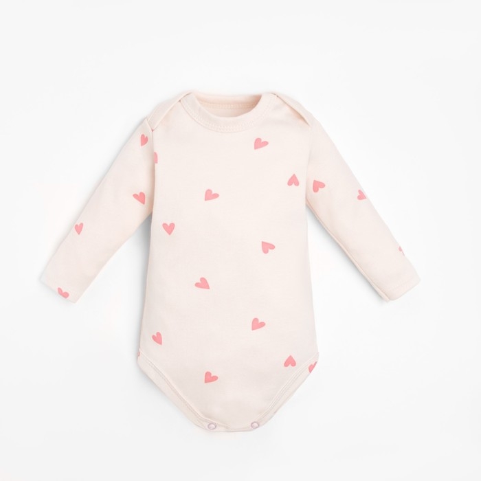 Боди с длинным рукавом в набивку Крошка Я &laquo;Зайчик&raquo;, рост 86-92 см, цвет бежевый