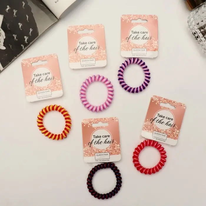 Резинка для волос "Пружинка" многоцвет, 5 см, микс