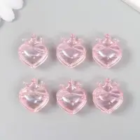 Бусина для рукоделия и плетения &laquo;Арт Узор. Сердечко с короной розовое&raquo;, пластик, 2.1&times;1.4&times;2.5 см