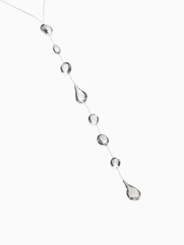 Кулон на леске "Капля росы", дорожка, цвет белый в серебре