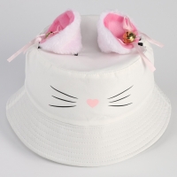 Панама детская для девочки &laquo;Кошка&raquo;, + ушки-заколки, р-р 54