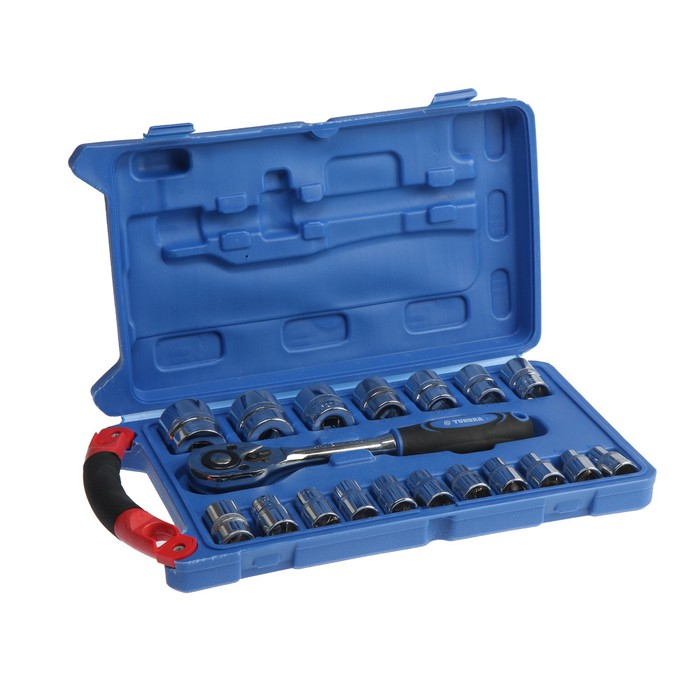 Набор инструментов в кейсе ТУНДРА, автомобильный, 1/2 Набор инструментов в кейсе ТУНДРА, автомобильный, 1/2", 23 предмета