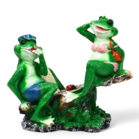 Садовая фигура из полистоуна &laquo;Лягушки на качелях&raquo;, 37&times;17&times;38 см