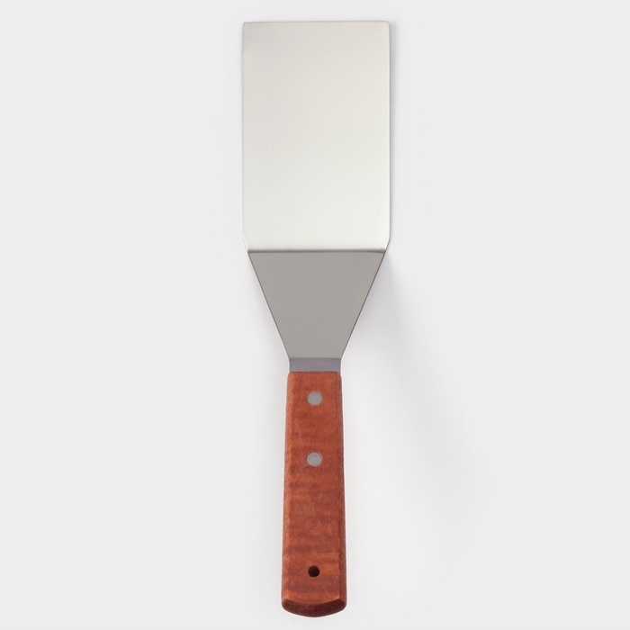 Лопатка кондитерская изогнутая, 30&times;7 см, нержавеющая сталь, деревянная ручка