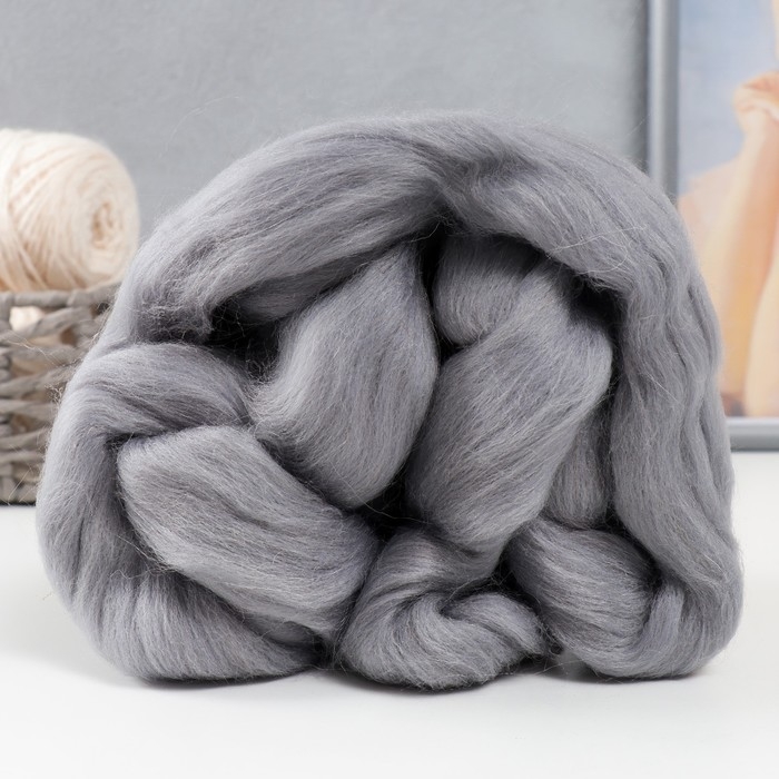 Шерсть для валяния 100% полутонкая шерсть 50 гр (168, сер. св.) Шерсть для валяния 100% полутонкая шерсть 50 гр (168, сер. св.)