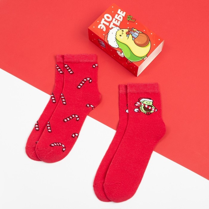 Набор новогодних женских носков KAFTAN "Это тебе" размер 36-40 (23-25 см), 2 пары