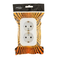 Розетка двухместная Luazon Lighting "МСК", 16 А, с з/к, белая