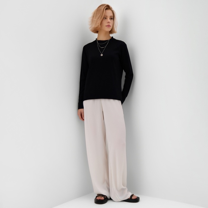 Лонгслив женский MINAKU: MINAKU: Basic line collection, цвет черный, размер 44