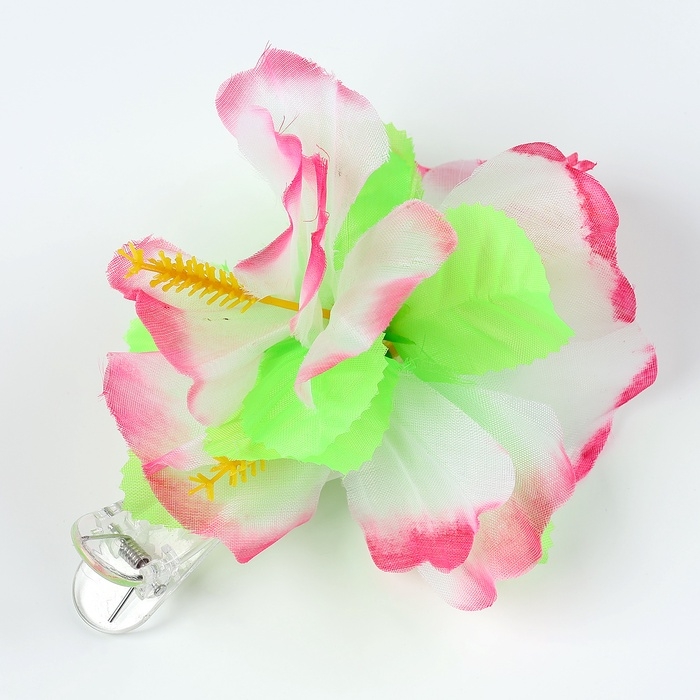 Гавайский набор зажим с цветком фуксия, венок Гавайский набор зажим с цветком фуксия, венок