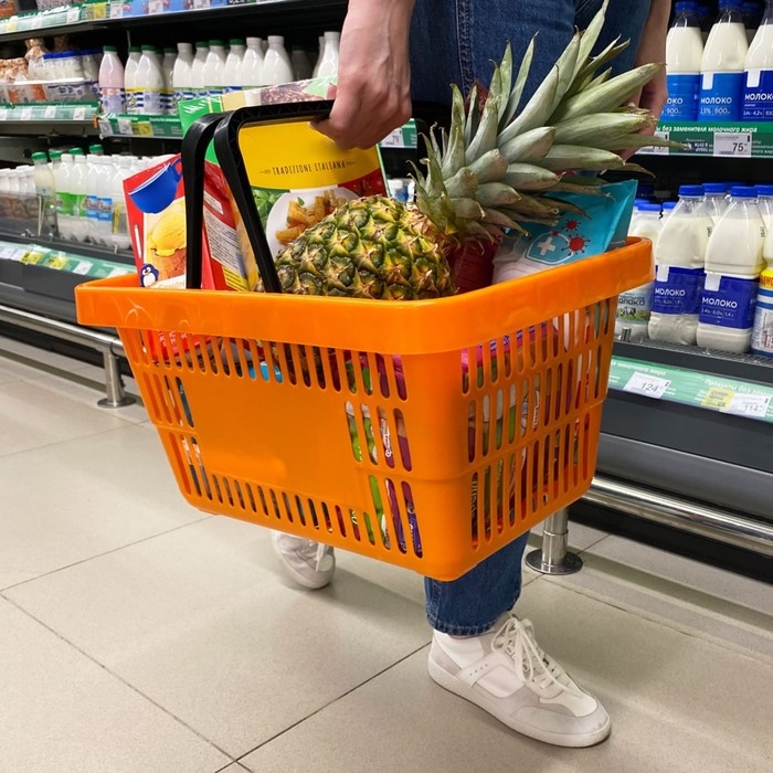 Корзина покупательская пластиковая 20 л, цвет оранжевый Корзина покупательская пластиковая 20 л, цвет оранжевый