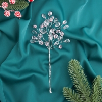 Новогодняя ветка декоративная &laquo;Зимнее волшебство. Хрустальная сказка&raquo;, пластик, 23 см, овал розовый