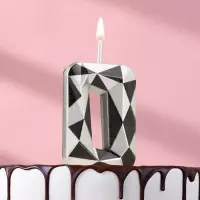 Свеча для торта &laquo;Алмаз&raquo;, цифра 0, серебристый металлик