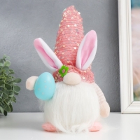 Кукла интерьерная свет "Гном в колпаке с зайчьими ушами, пайетки" розовый 30х8х8 см Кукла интерьерная свет "Гном в колпаке с зайчьими ушами, пайетки" розовый 30х8х8 см