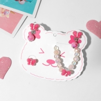 Набор детский &laquo;Выбражулька&raquo; 3 предмета: клипсы, браслет, кольцо, бабочки яркие, цветной