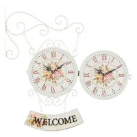 Часы настенные двусторонние, на подвесе "WELCOME", d-23 см, 47 х 31 см, 2 АА, белые Часы настенные двусторонние, на подвесе "WELCOME", d-23 см, 47 х 31 см, 2 АА, белые