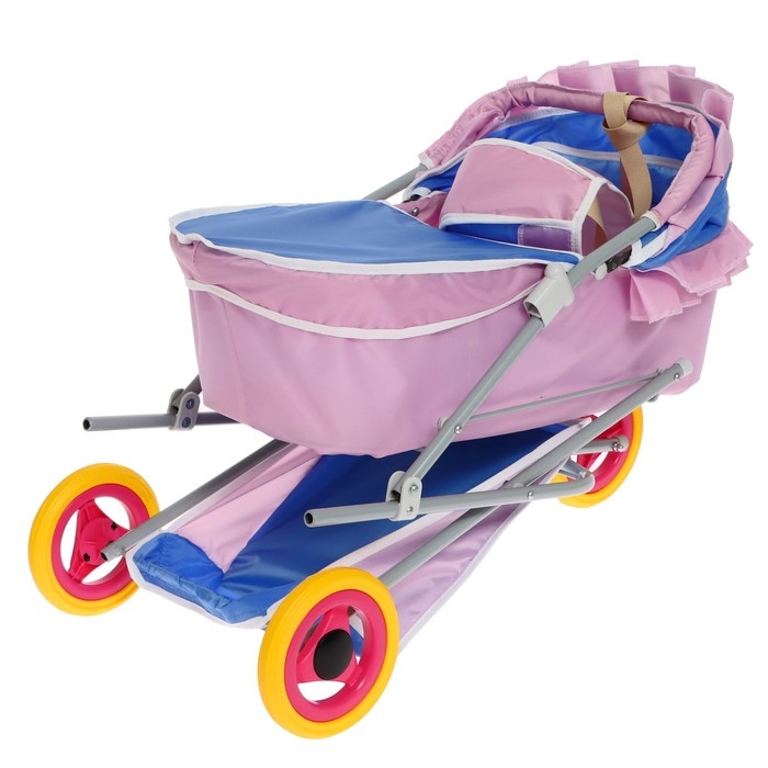 Коляска кукольная №10, цвет сиреневый с голубым