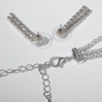 Набор 2 предмета: серьги, колье &laquo;Водопад&raquo; три нити, цвет белый в серебре, 44 см