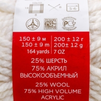 Пряжа для вязания спицами, крючком &laquo;Пехорский текстиль. Осенняя&raquo;, 25% шерсть, 75% ПАН, 150 м/200 г, (01 белый)