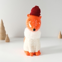 Копилка керамика "Лисёнок в сером свитере и шапке" 7,8х15,7х25 см