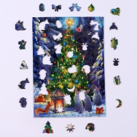Пазл деревянный фигурный на новый год &laquo;Ночная новогодняя сказка&raquo;, 145 элементов
