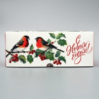 Коробка для капкейков складная с двусторонним нанесением &laquo;Снегири&raquo;, 25 х 17 х 10 см, Новый год