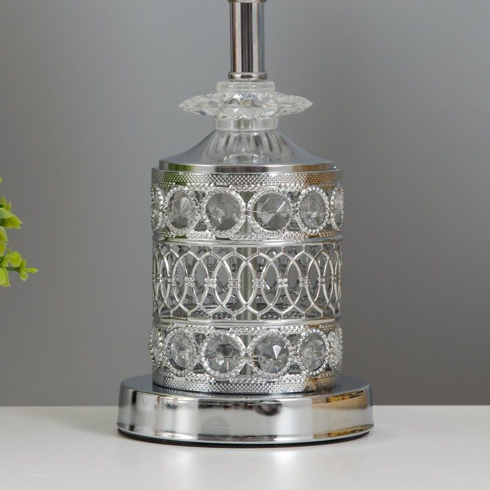 Лампа настольная "Блеск" 1x60Вт E27 хром низ подсветка 23х23х42 см RISALUX