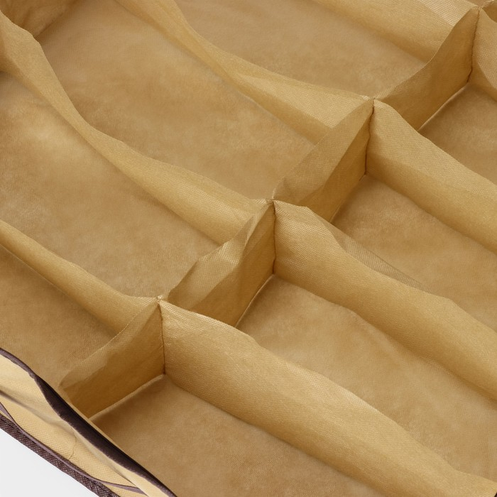 Кофр для обуви Доляна, 12 отделений, 65&times;54&times;10 см, цвет бежевый