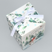 Коробка подарочная новогодняя складная &laquo;С Новым годом!&raquo;, лес, 12 х 18 х 12 см, Новый год