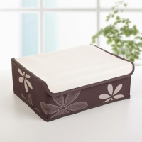 Набор органайзеров для хранения белья с крышкой &laquo;Листочки&raquo;, 3 шт, 32&times;24&times;12 см, цвет коричневый