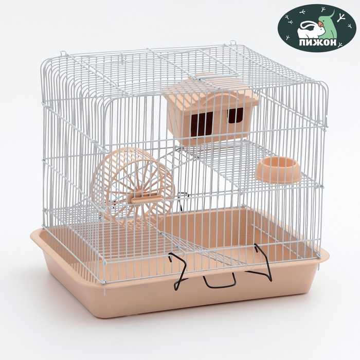 Клетка для грызунов Клетка для грызунов "Пижон" №3, с 2-я этажами, укомплектованная, 33 х 24 х 28 см, бежевая